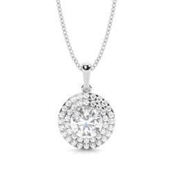 Prong Setting Round Moissanite Halo Pendant