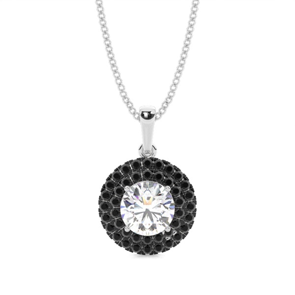 Prong Setting Round Black Diamond Halo Pendent