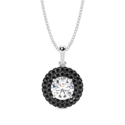 Prong Setting Round Black Diamond Halo Pendent