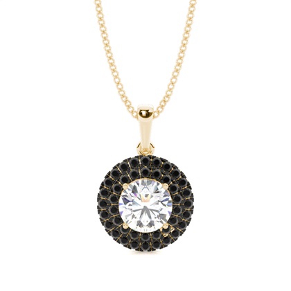 Prong Setting Round Black Diamond Halo Pendent