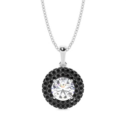 Prong Setting Round Black Diamond Halo Pendent