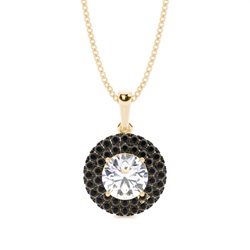 Prong Setting Round Black Diamond Halo Pendent