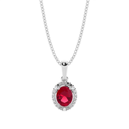 4 Prong Setting Oval Halo Ruby Pendant