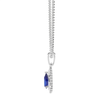 3-Stift-Einstellung Birne Halo Blue Sapphire Anhänger