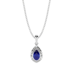 3-Stift-Einstellung Birne Halo Blue Sapphire Anhänger