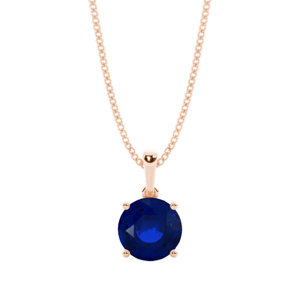 4 Prong Setting Round Blue Sapphire Pendent