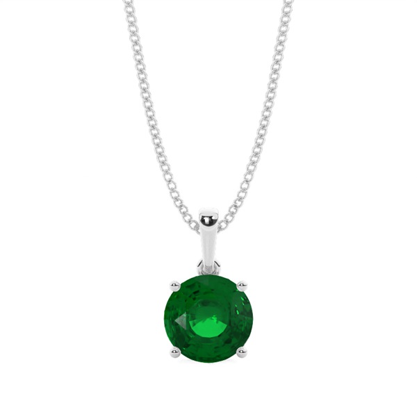 4 Prong Setting Round Emerald Pendent