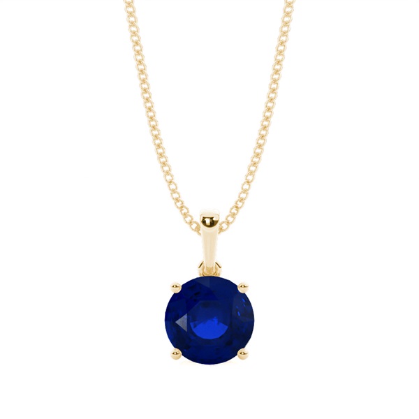 4 Prong Setting Round Blue Sapphire Pendent
