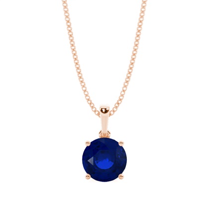 4 Prong Setting Round Blue Sapphire Pendent