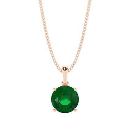 4 Prong Setting Round Emerald Pendent
