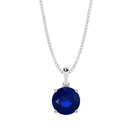4 Prong Setting Round Blue Sapphire Pendent