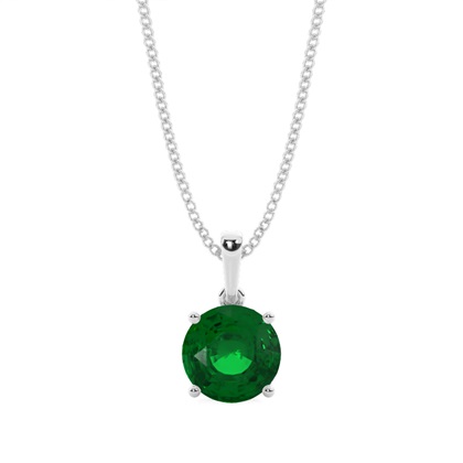 4 Prong Setting Round Emerald Pendent