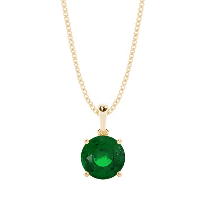 4 Prong Setting Round Emerald Pendent