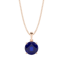 4 Prong Setting Round Blue Sapphire Pendent