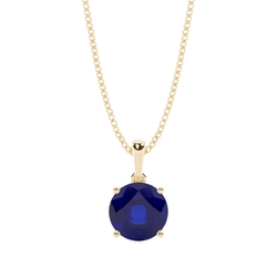 4 Prong Setting Round Blue Sapphire Pendent