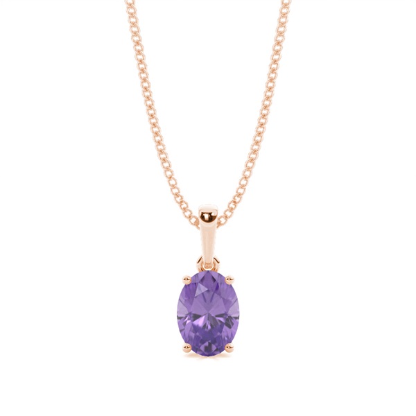 4 Prong Setting Oval Amethyst Pendent