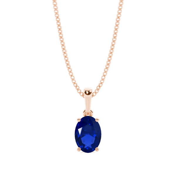 4 Prong Setting Oval Blue Sapphire Pendent