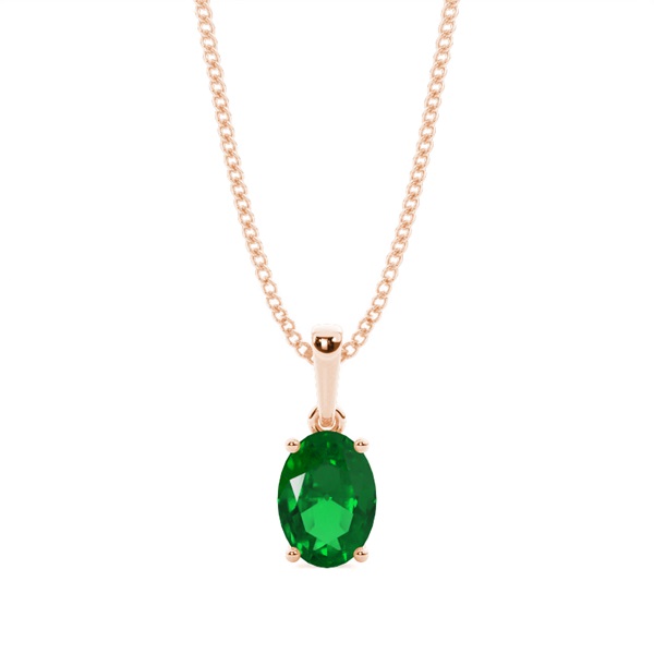 4 Prong Setting Oval Emerald Pendent