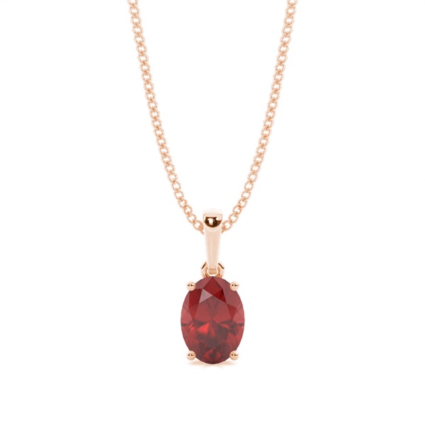 4 Prong Setting Oval Garnet Pendent