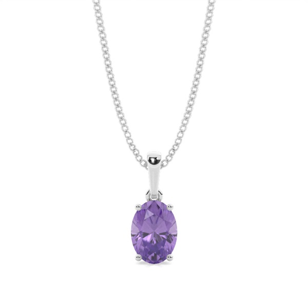 4 Prong Setting Oval Amethyst Pendent