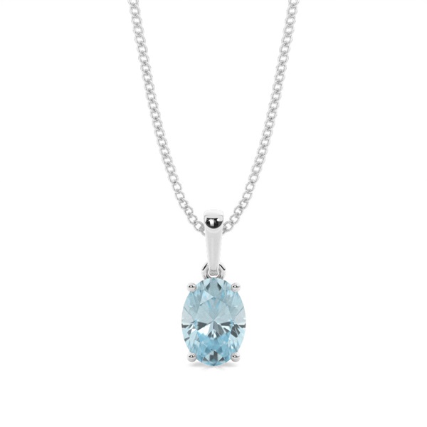 4 Prong Setting Oval Aquamarine Pendent