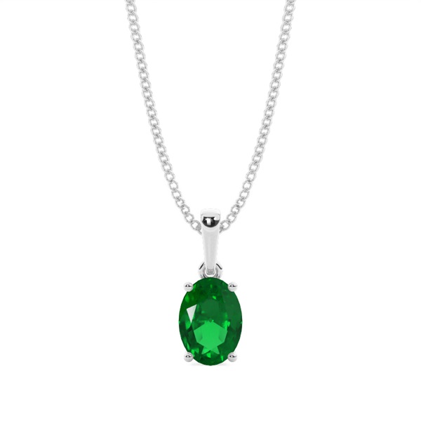 4 Prong Setting Oval Emerald Pendent