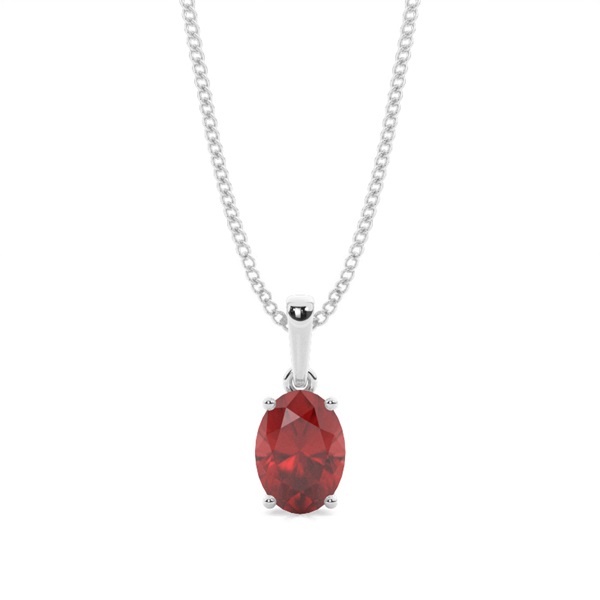 4 Prong Setting Oval Garnet Pendent