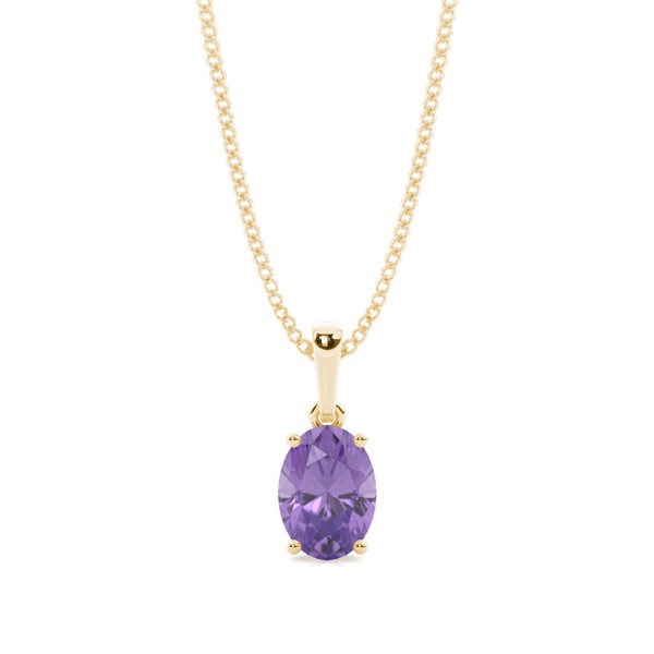 4 Prong Setting Oval Amethyst Pendent