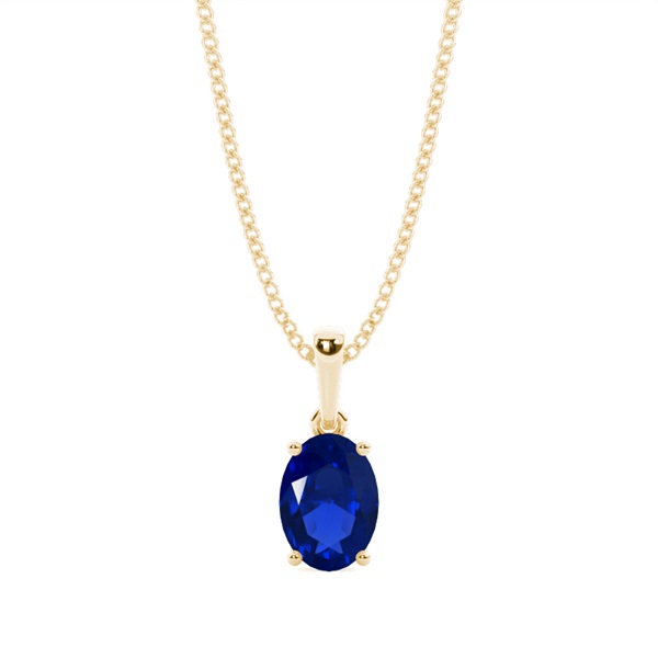 4 Prong Setting Oval Blue Sapphire Pendent