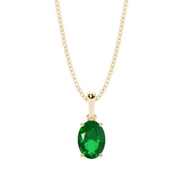 4 Prong Setting Oval Emerald Pendent