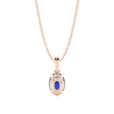 4-Stift-Einstellung Oval Blue Sapphire Pendent