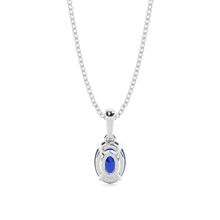 4-Stift-Einstellung Oval Blue Sapphire Pendent
