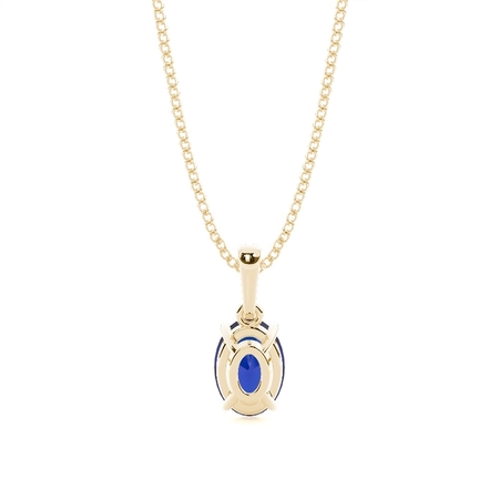 4-Stift-Einstellung Oval Blue Sapphire Pendent
