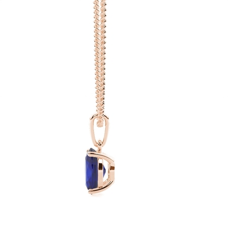 4-Stift-Einstellung Oval Blue Sapphire Pendent