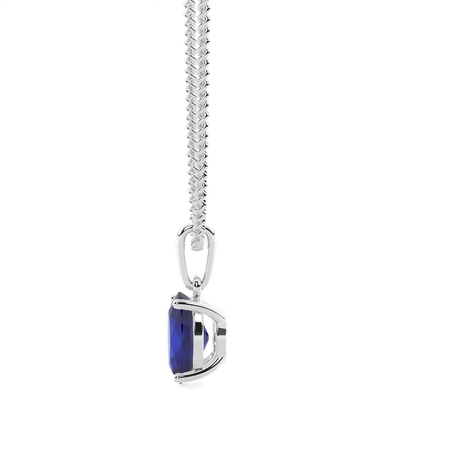 4-Stift-Einstellung Oval Blue Sapphire Pendent