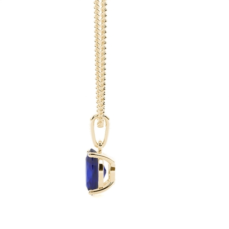 4-Stift-Einstellung Oval Blue Sapphire Pendent