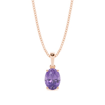 4 Prong Setting Oval Amethyst Pendent