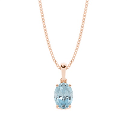4 Prong Setting Oval Aquamarine Pendent