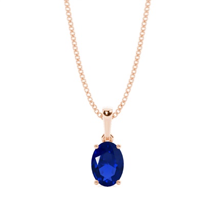 4 Prong Setting Oval Blue Sapphire Pendent