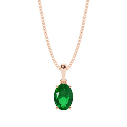 4 Prong Setting Oval Emerald Pendent