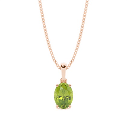4 Prong Setting Oval Peridot Pendent