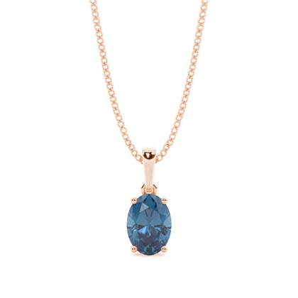 4 Prong Setting Oval Blue Topaz Pendent