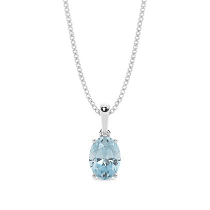 4 Prong Setting Oval Aquamarine Pendent