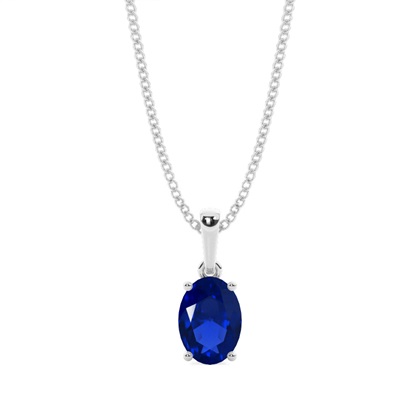 4 Prong Setting Oval Blue Sapphire Pendent