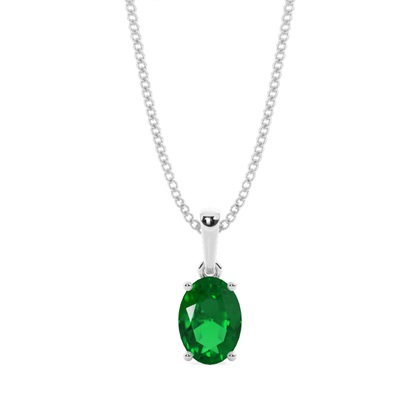 4 Prong Setting Oval Emerald Pendent