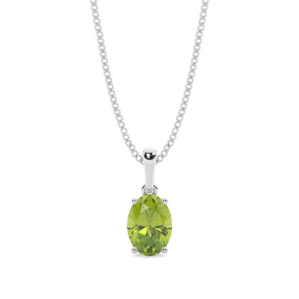 4 Prong Setting Oval Peridot Pendent