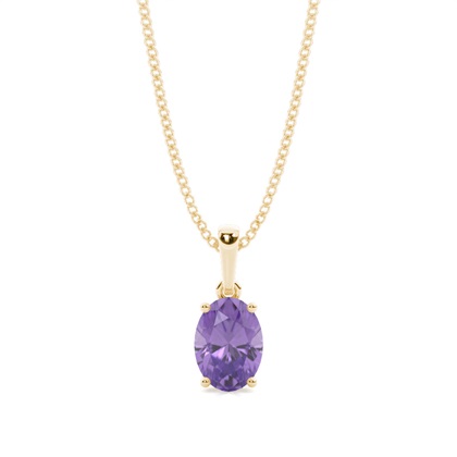 4 Prong Setting Oval Amethyst Pendent