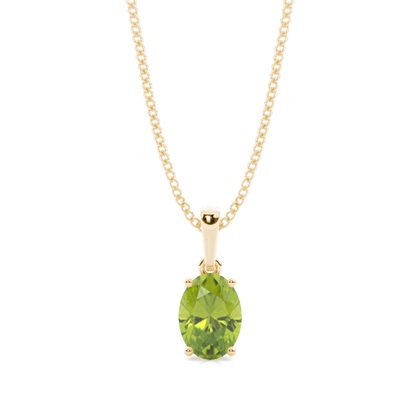 4 Prong Setting Oval Peridot Pendent