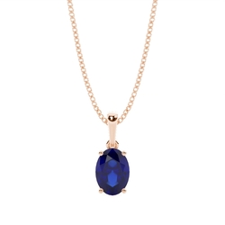 4 Prong Setting Oval Blue Sapphire Pendent
