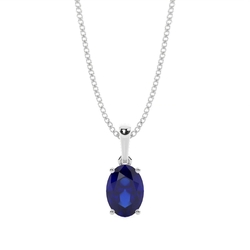 4-Stift-Einstellung Oval Blue Sapphire Pendent